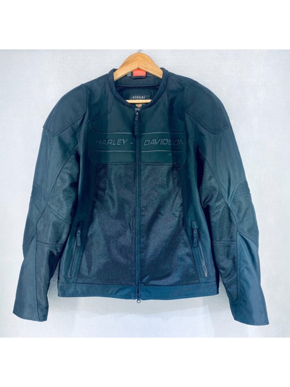 Harley Davidson Motorcycle Jacket Mens L Black Full Zip Hard Shell Biker Padded